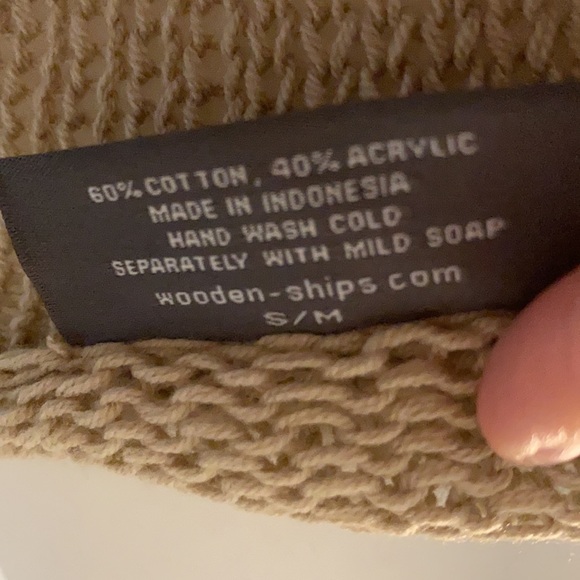 Wooden Ships Pointelle Crochet Knit V neck Aline Sweater Size S/m - Picture 5 of 5